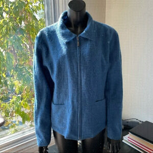 𝅺vintage 1990s Rino Rossi sky blue wool zip up jacket size large